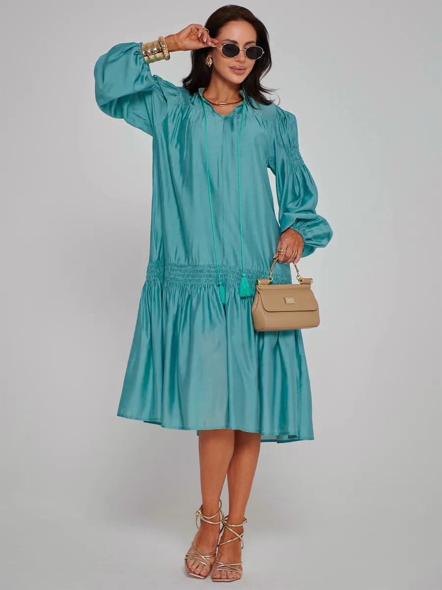 Мятно-бирюзовое платье праздничное летнее