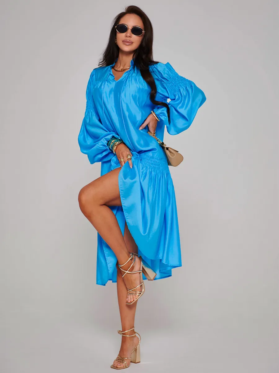 Синее платье праздничное летнее