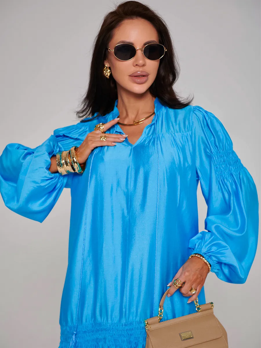 Синее платье праздничное летнее