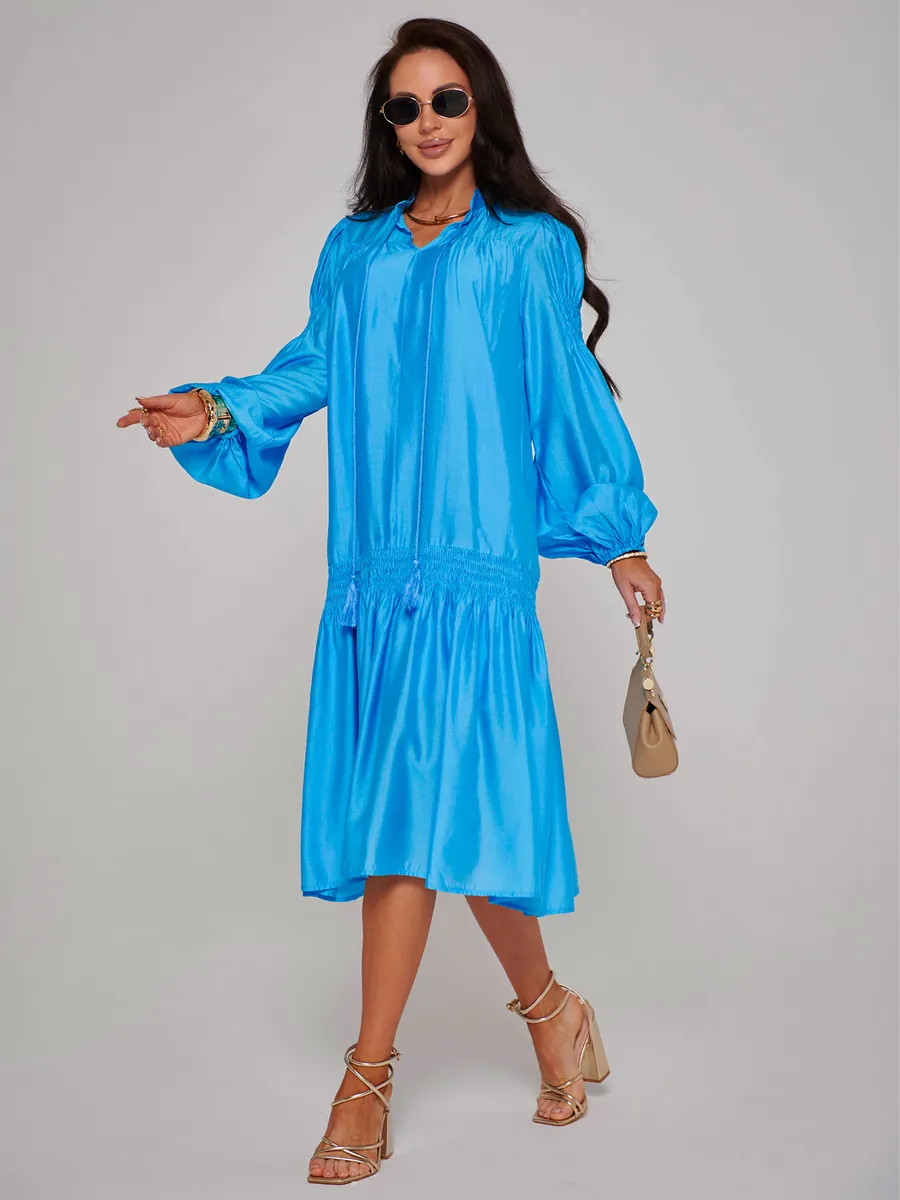 Синее платье праздничное летнее