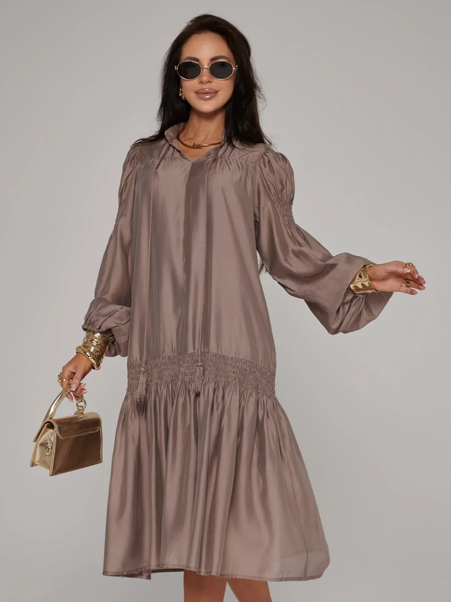 Светло-коричневое платье праздничное летнее