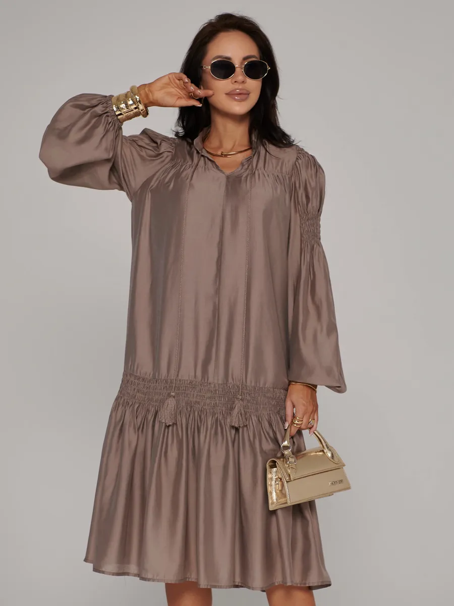 Светло-коричневое платье праздничное летнее