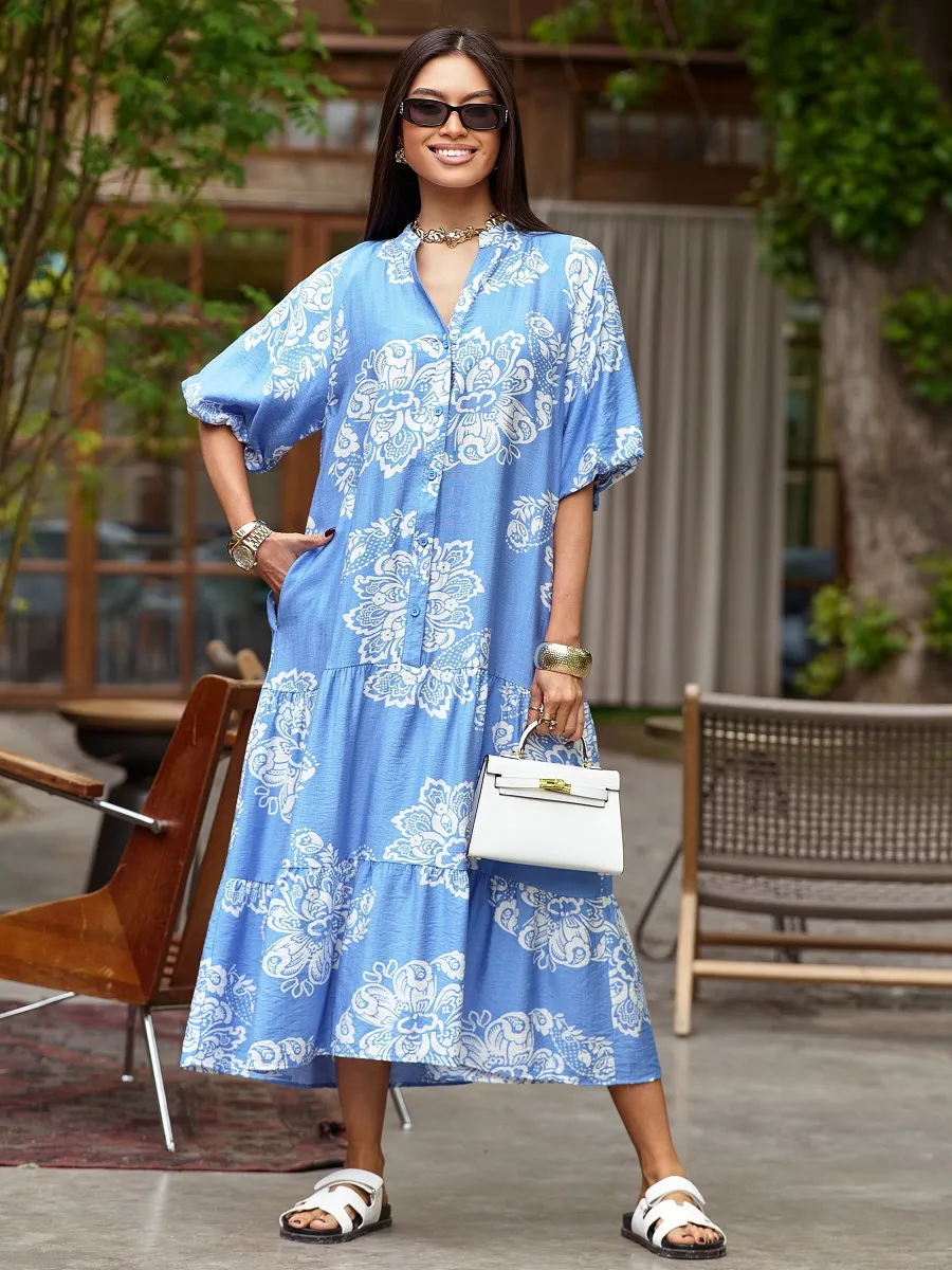 Синее платье летнее легкое