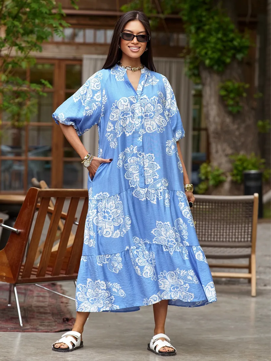 Синее платье летнее легкое