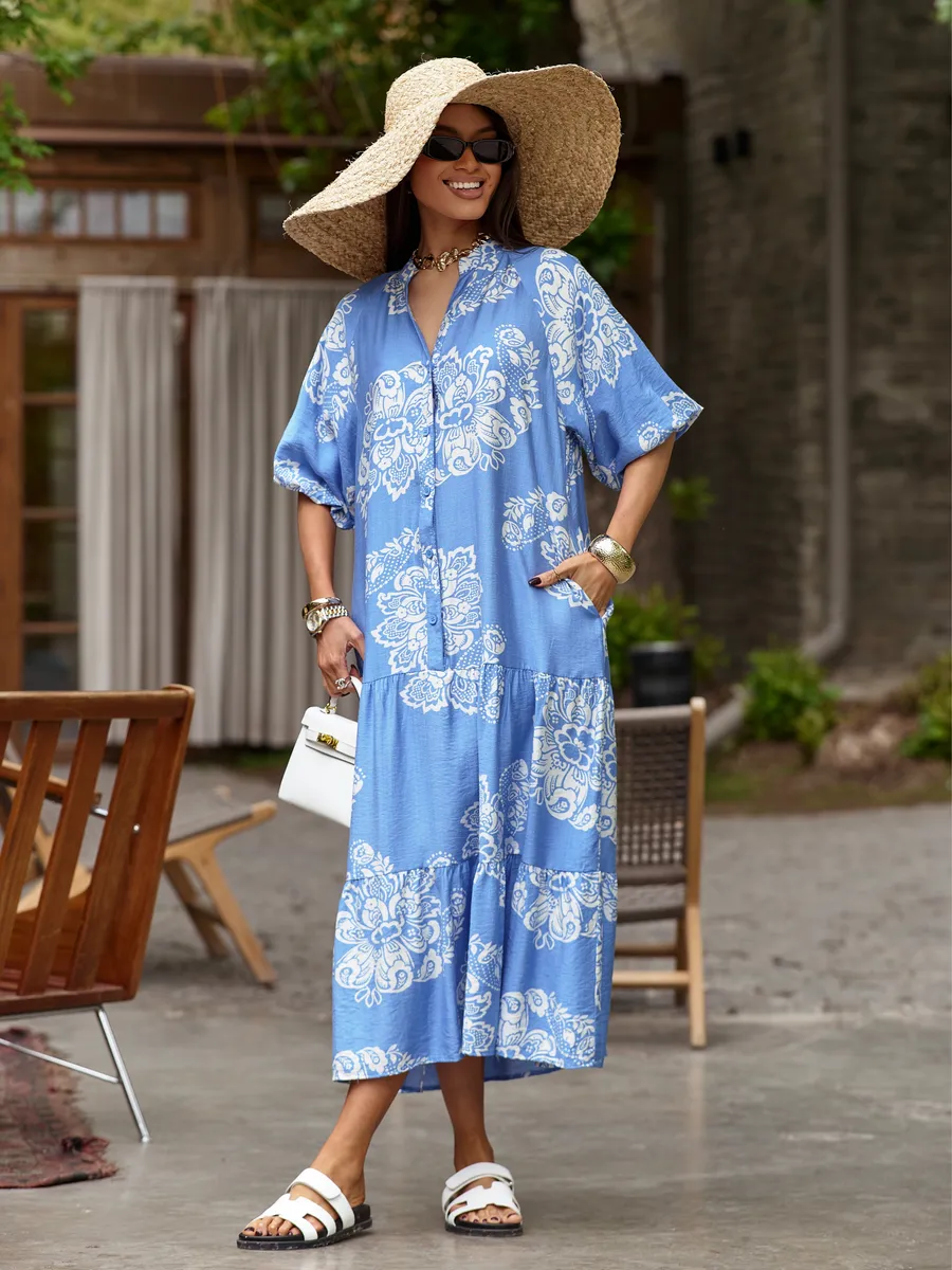 Синее платье летнее легкое