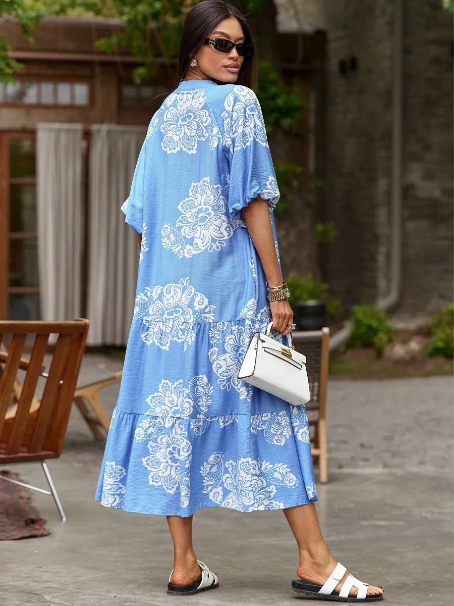 Синее платье летнее легкое