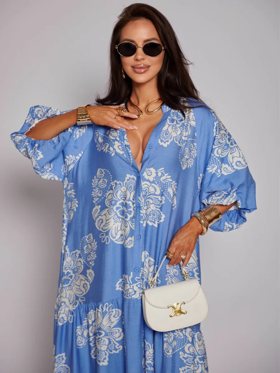 Синее платье летнее легкое