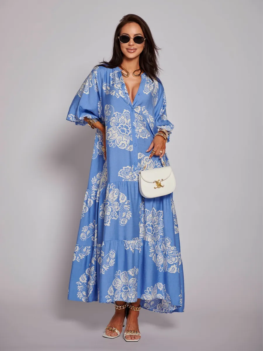 Синее платье летнее легкое