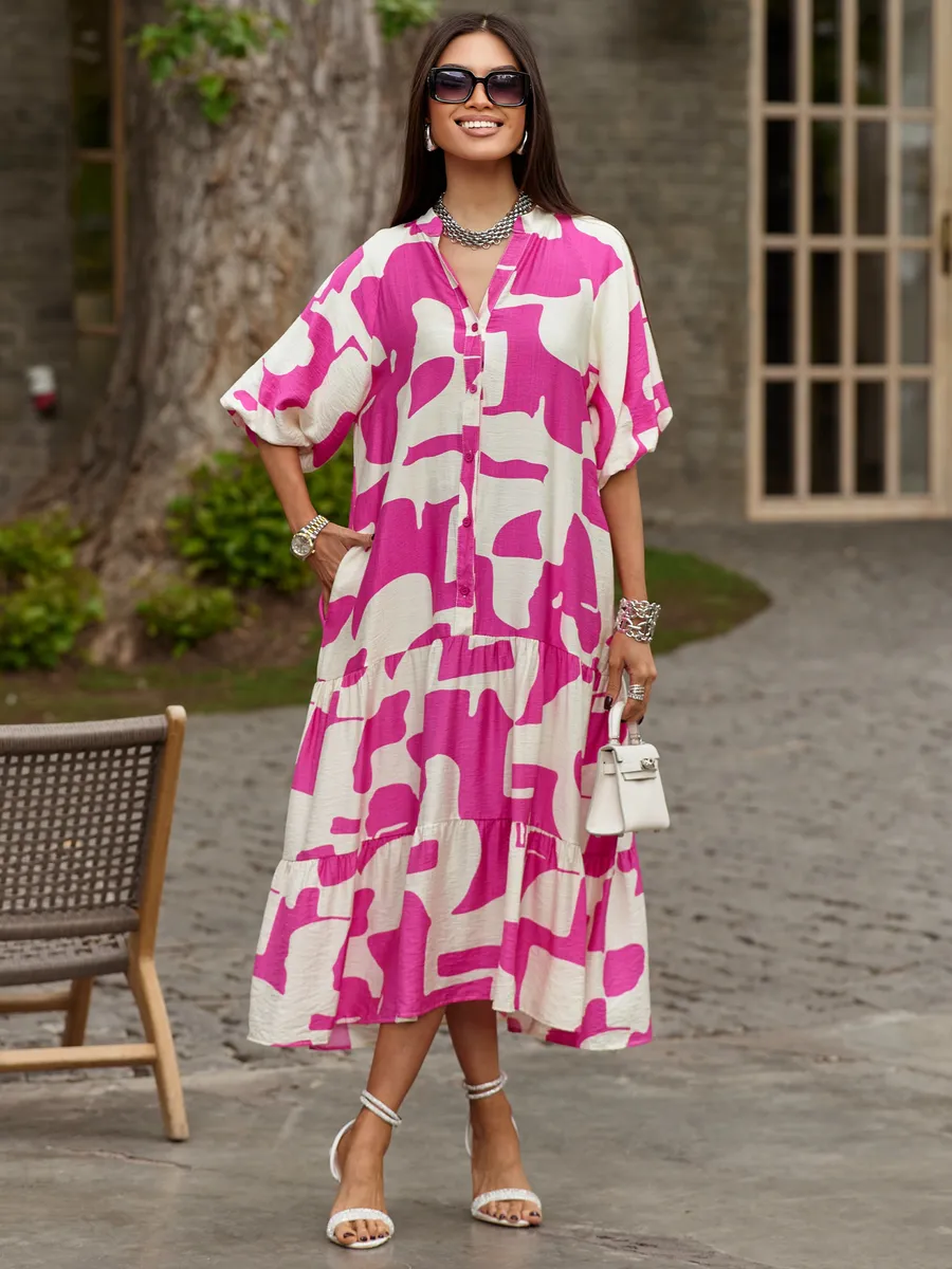 Розовое платье летнее