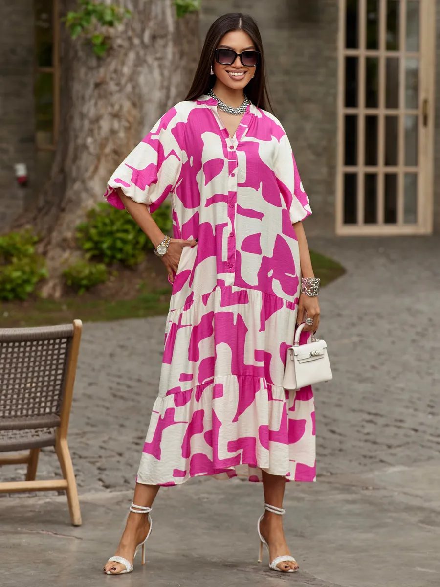 Розовое платье летнее