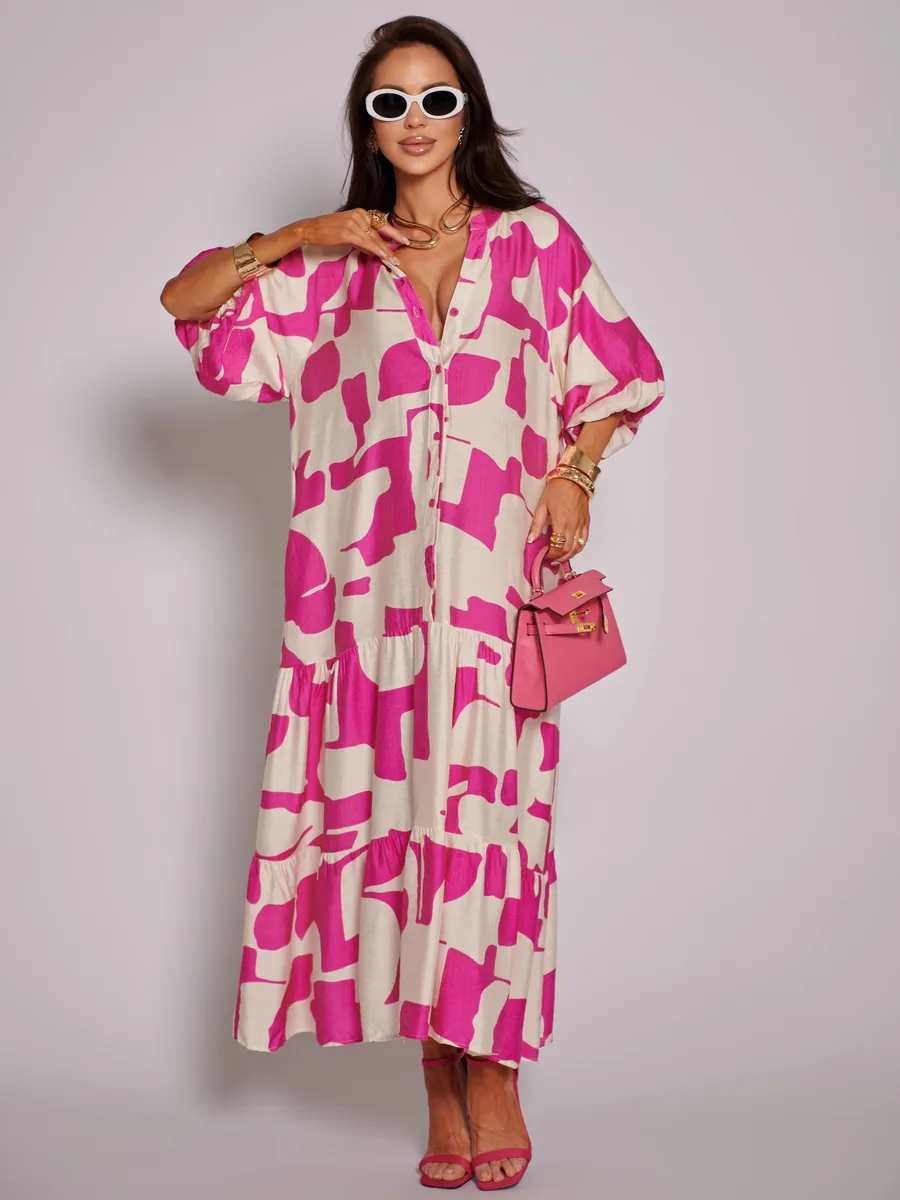 Розовое платье летнее