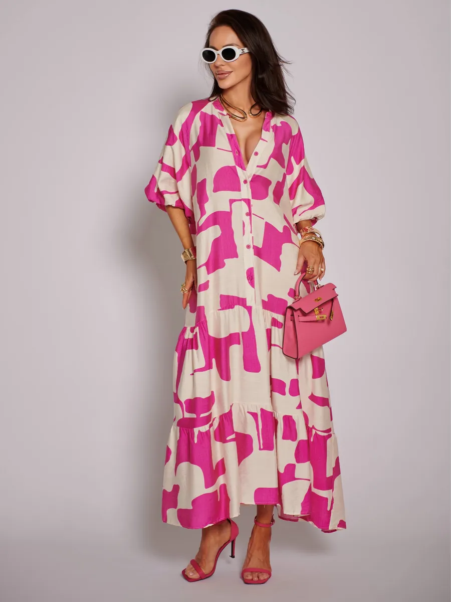 Розовое платье летнее