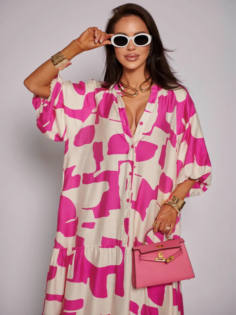 Розовое платье летнее