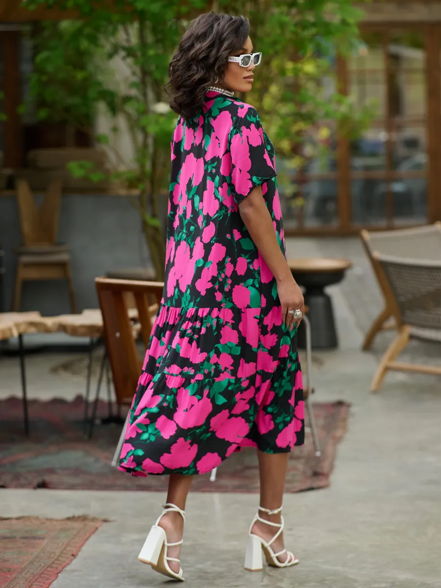 Розовое платье летнее