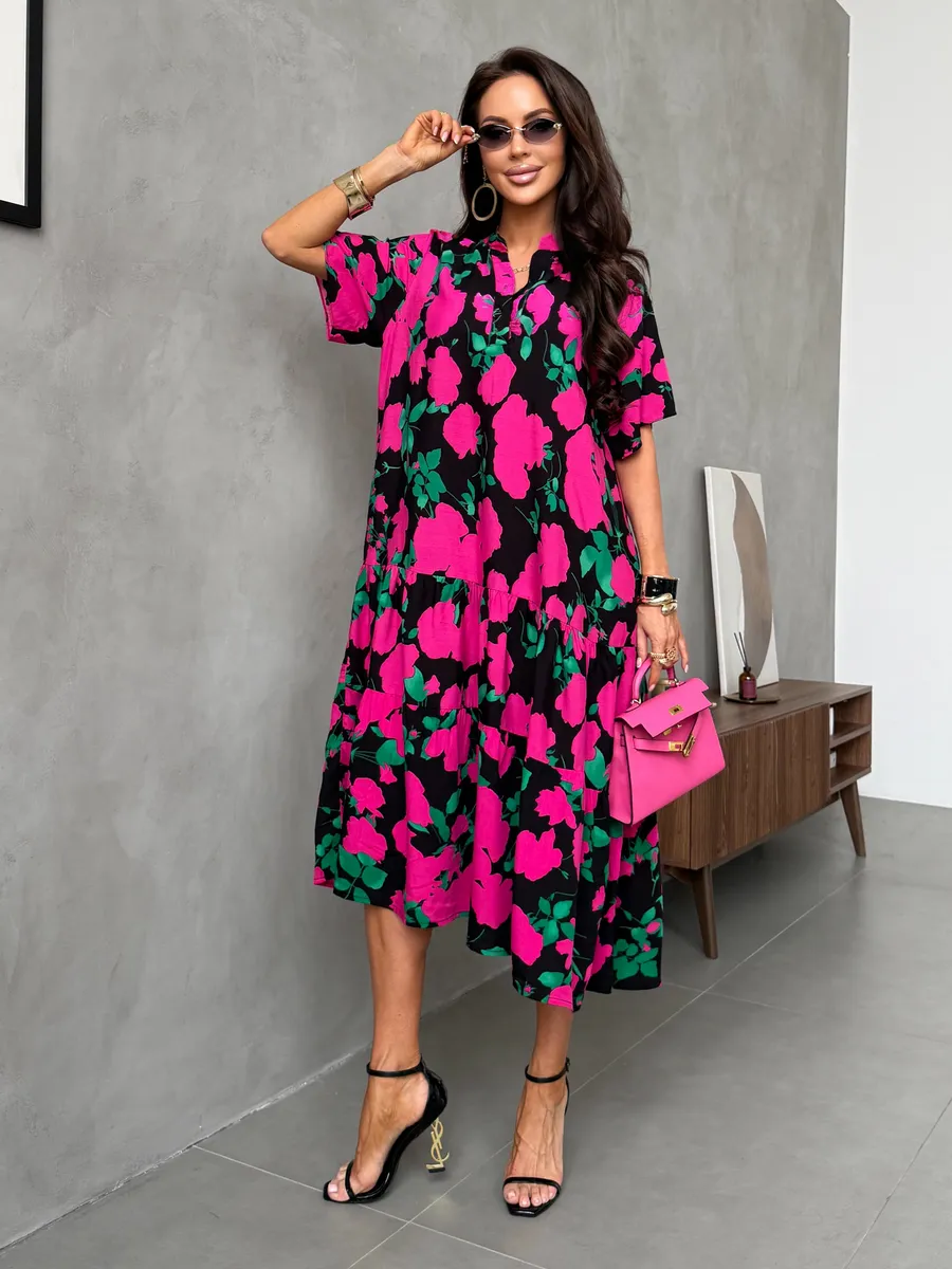 Розовое платье летнее