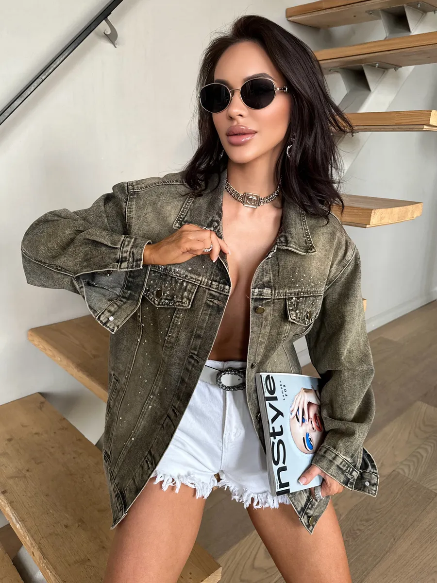 Серая джинсовая куртка летняя