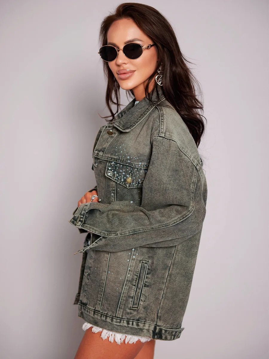 Серая джинсовая куртка летняя