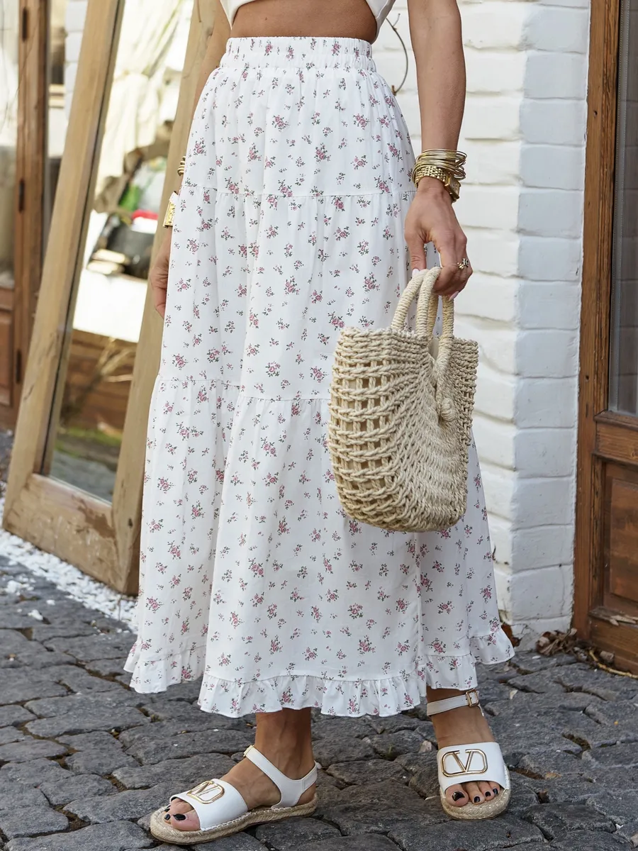 Розовая юбка летняя длинная