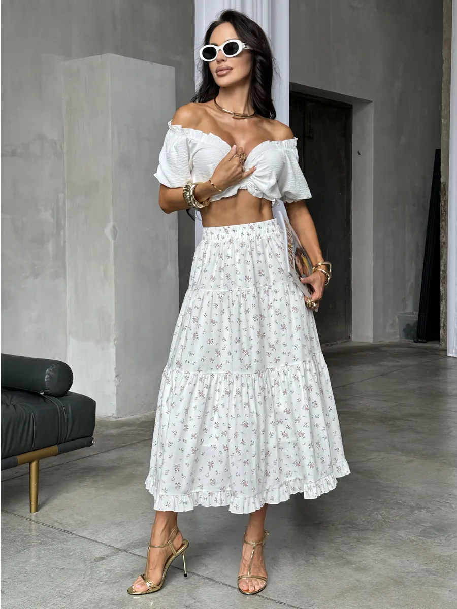 Розовая юбка летняя длинная