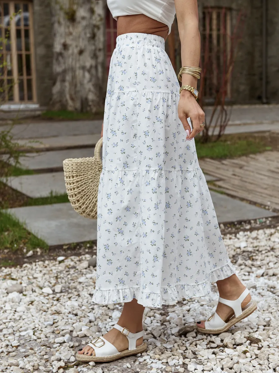 Голубая юбка летняя длинная