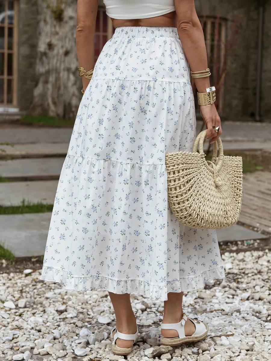 Голубая юбка летняя длинная