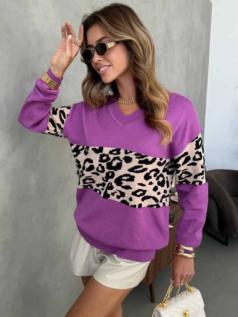 Фиолетовая кофта теплая с длинным рукавом