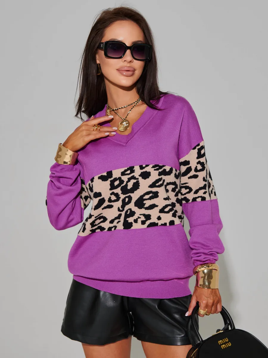 Фиолетовая кофта теплая с длинным рукавом