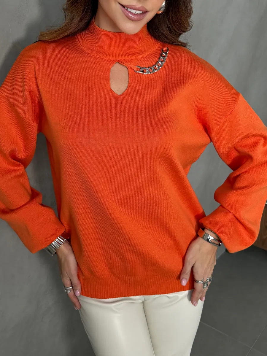 Оранжевая кофта нарядная теплая