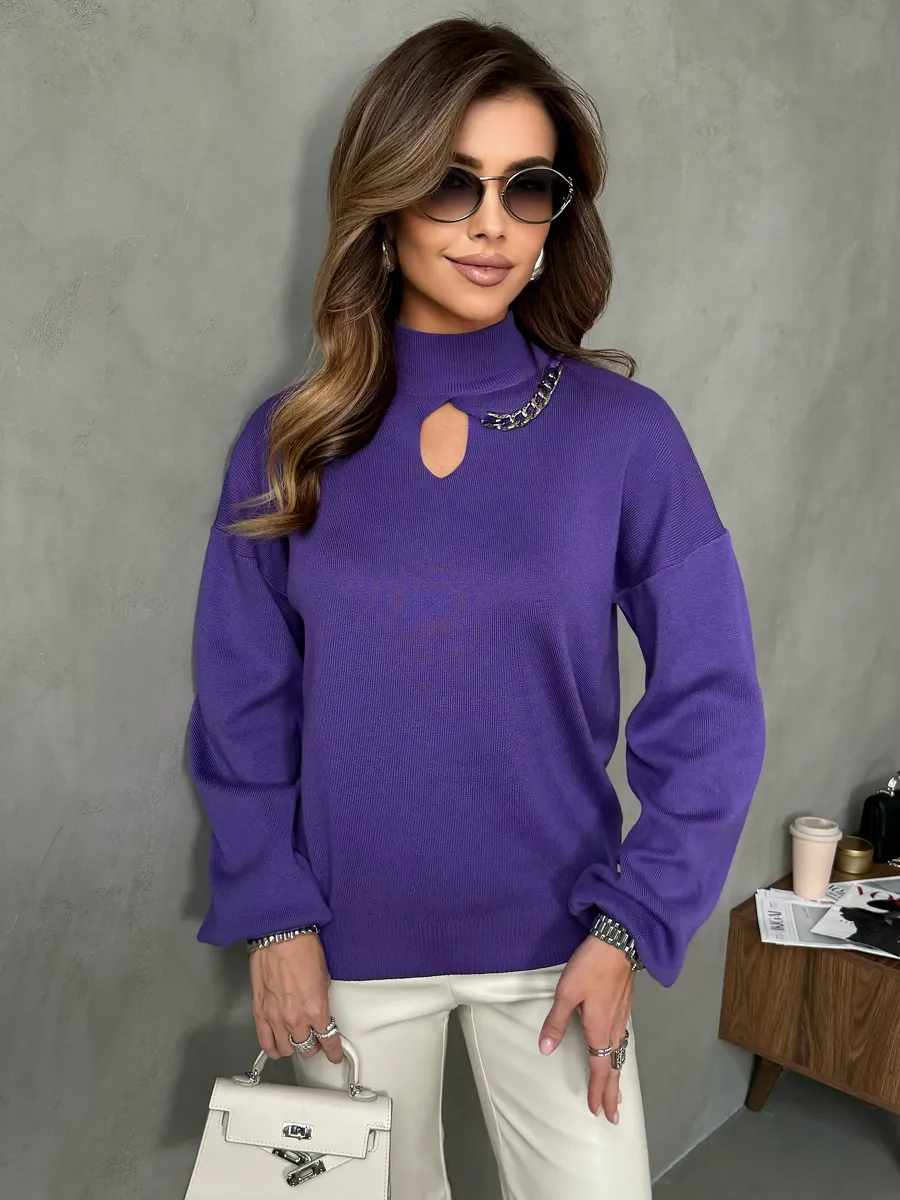 Фиолетовая кофта нарядная теплая