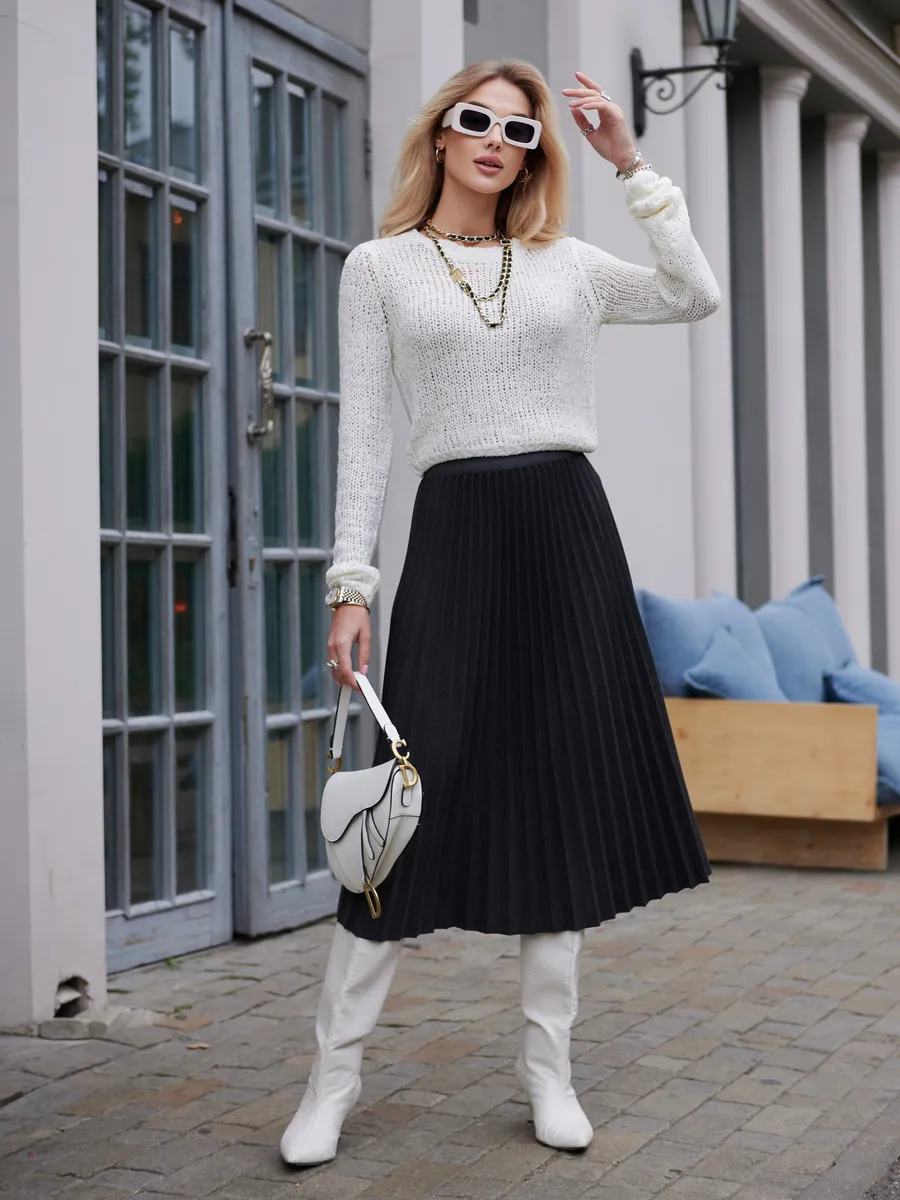 Черная юбка миди теплая