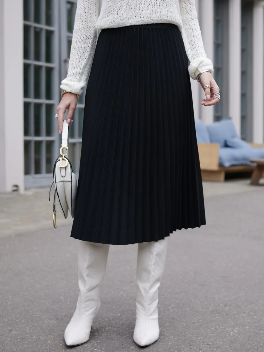 Черная юбка миди теплая