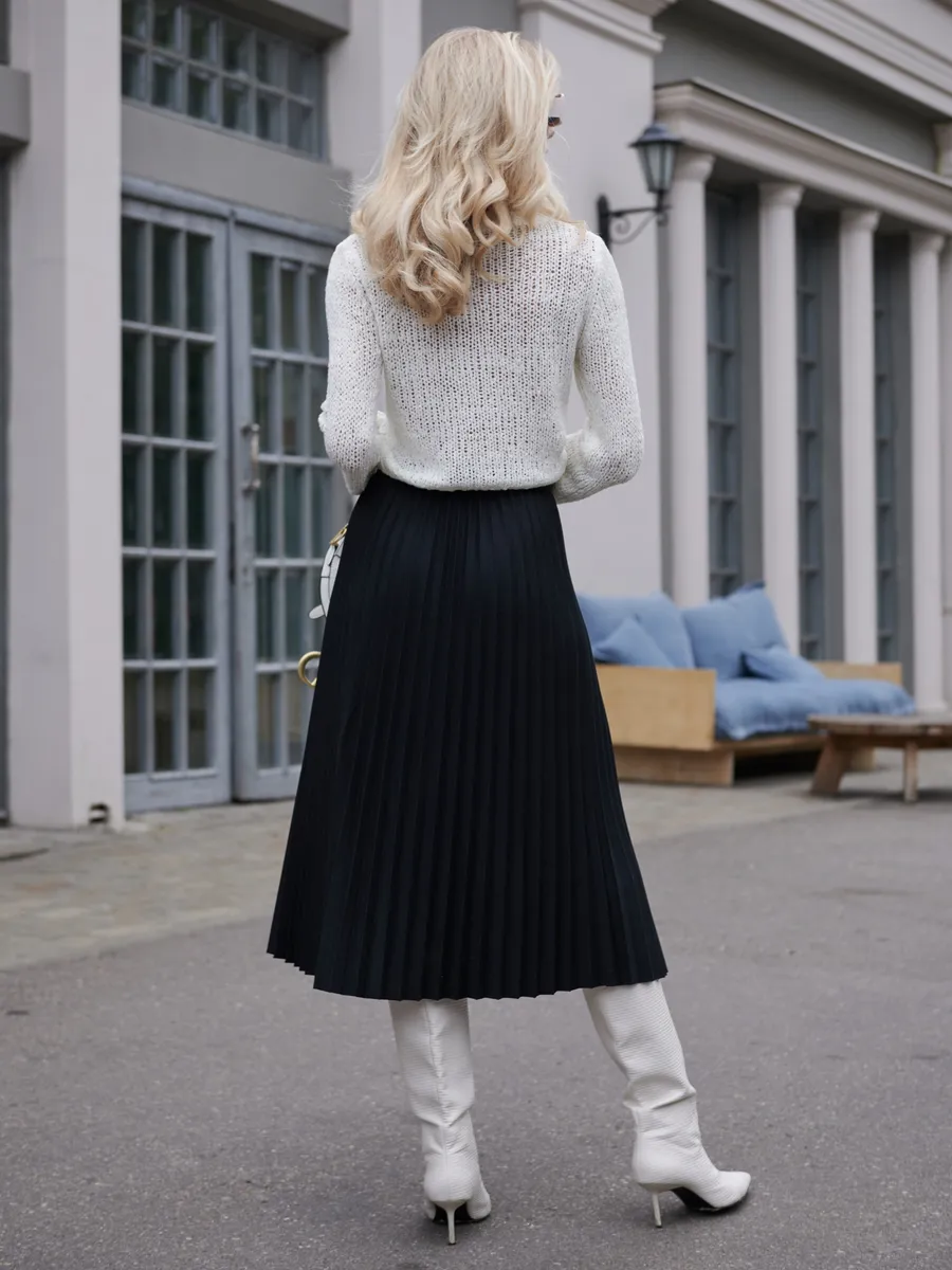 Черная юбка миди теплая