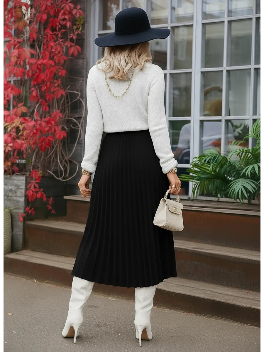 Черная юбка миди теплая