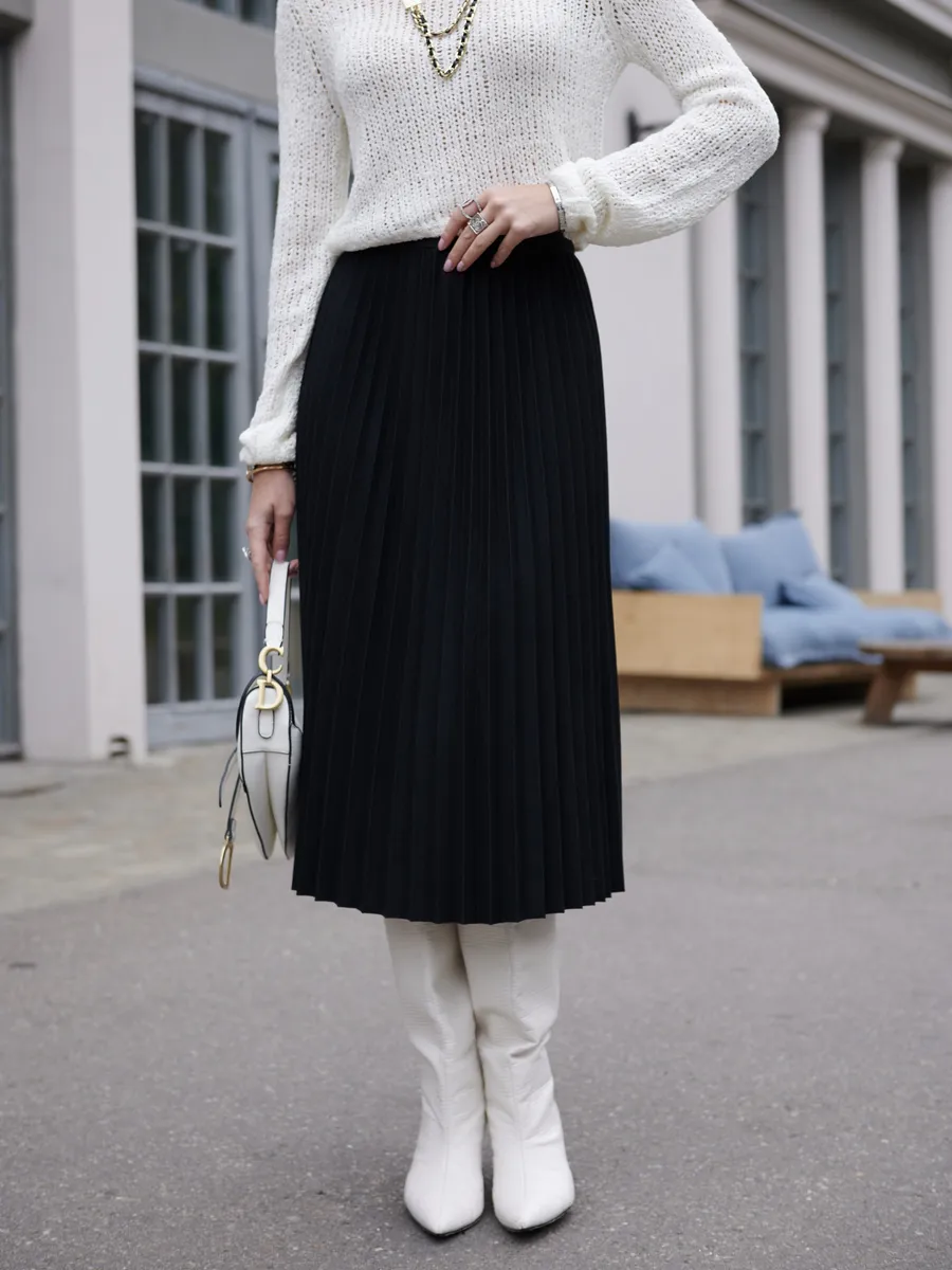 Черная юбка миди теплая