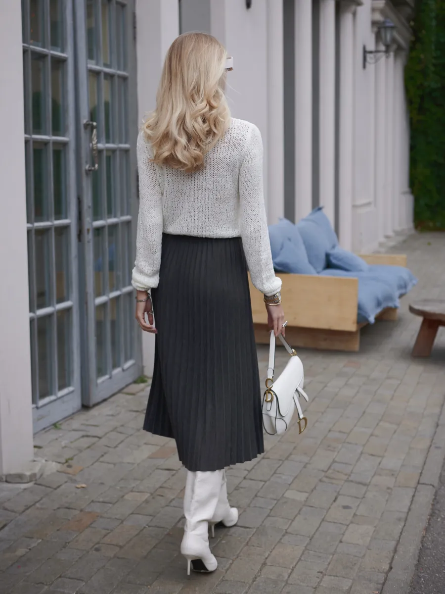 Серая юбка миди теплая