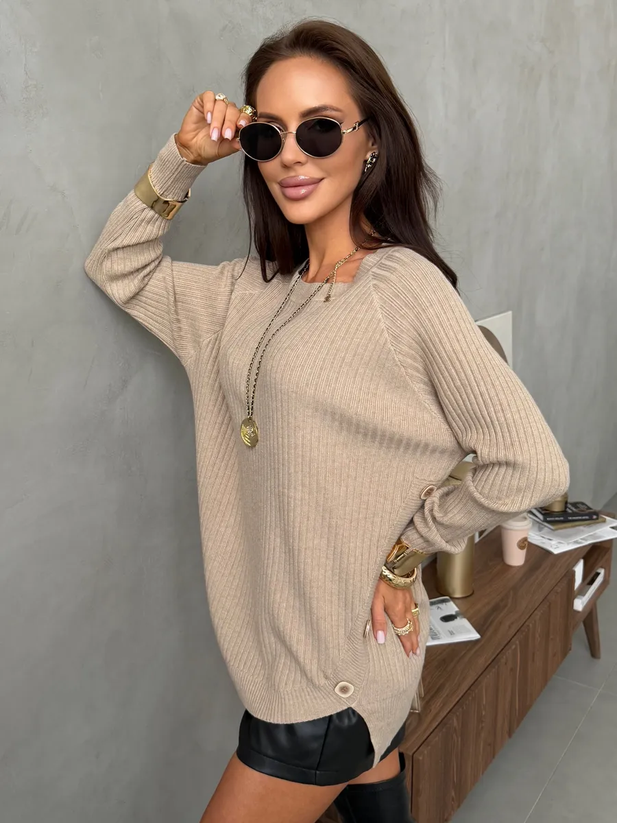 Бежевая кофта оверсайз теплая