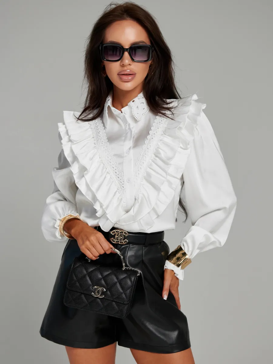 Белая блузка нарядная больших размеров