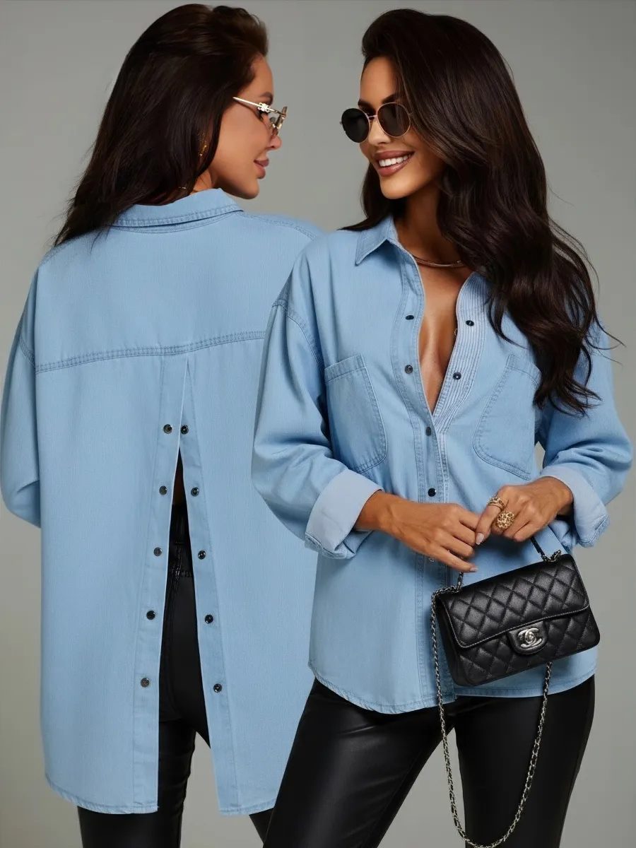 Джинсовая рубашка оверсайз