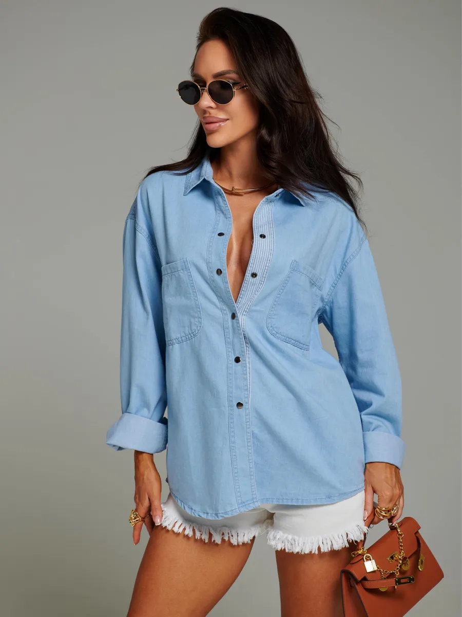 Джинсовая рубашка оверсайз