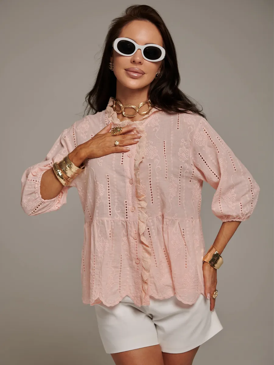 Розовая блузка нарядная летняя