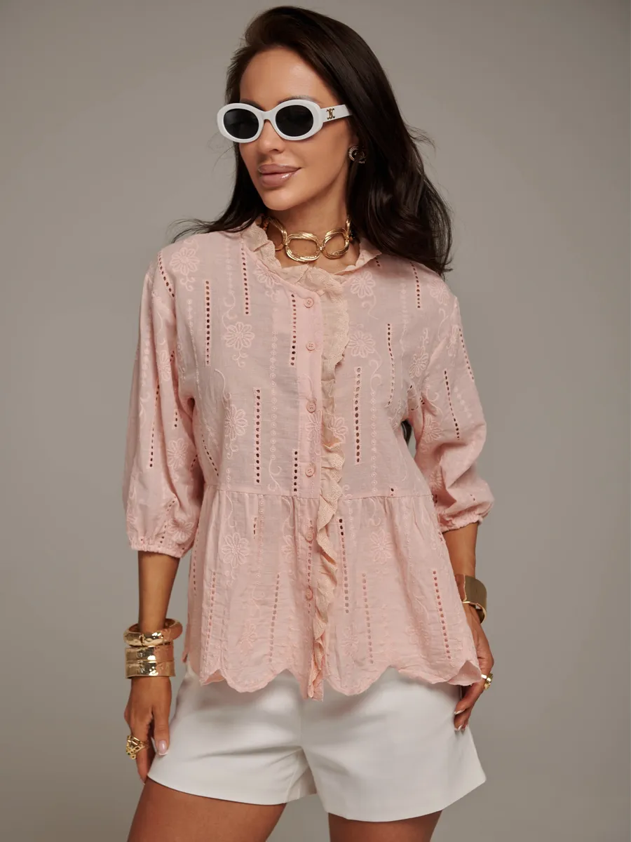 Розовая блузка нарядная летняя