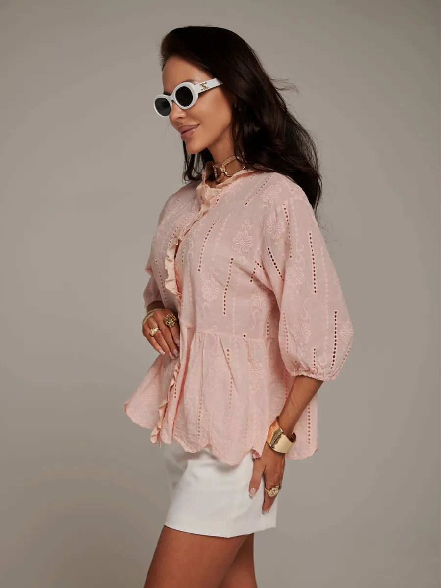 Розовая блузка нарядная летняя