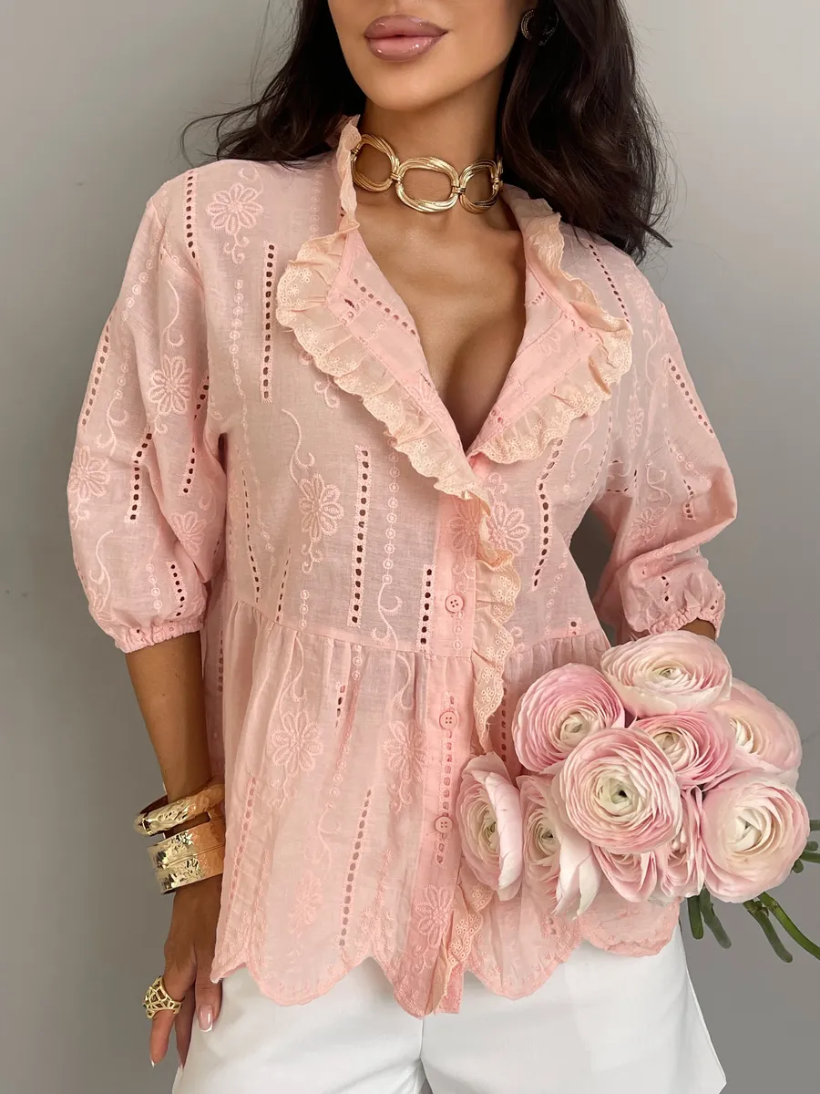 Розовая блузка нарядная летняя