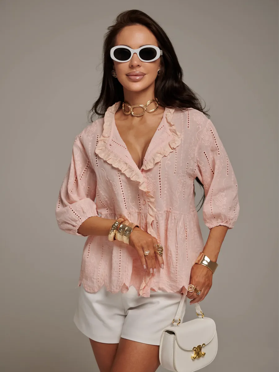 Розовая блузка нарядная летняя