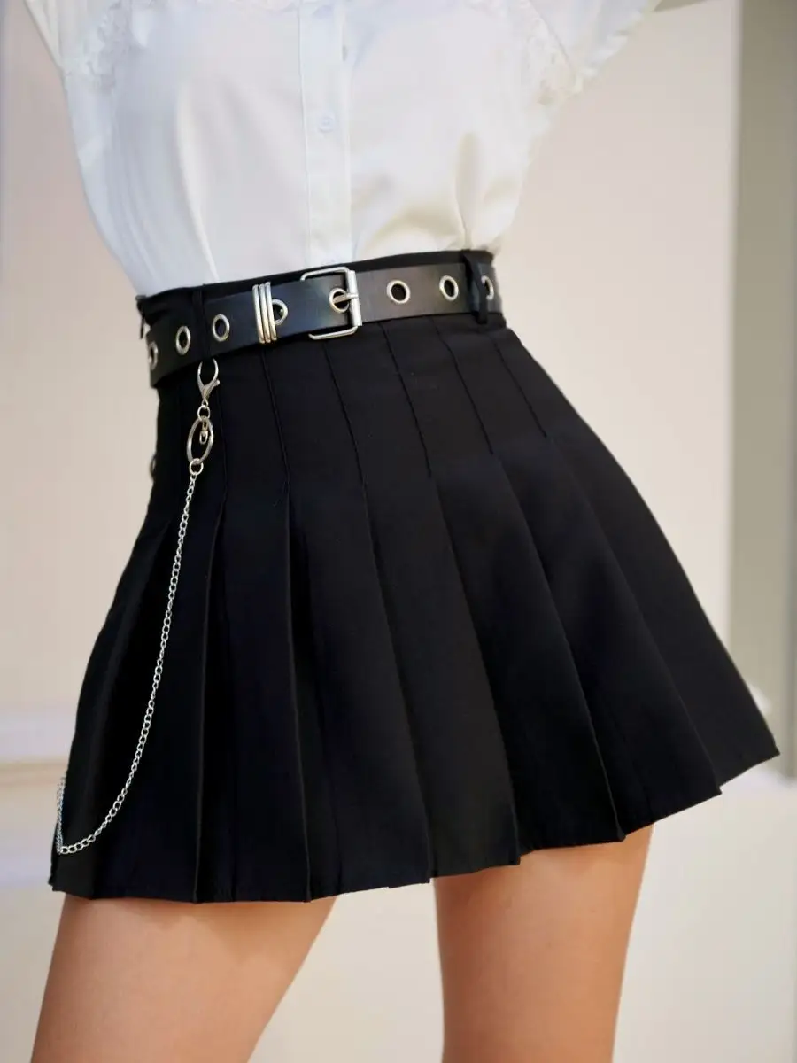 Черная юбка теннисная школьная в складку