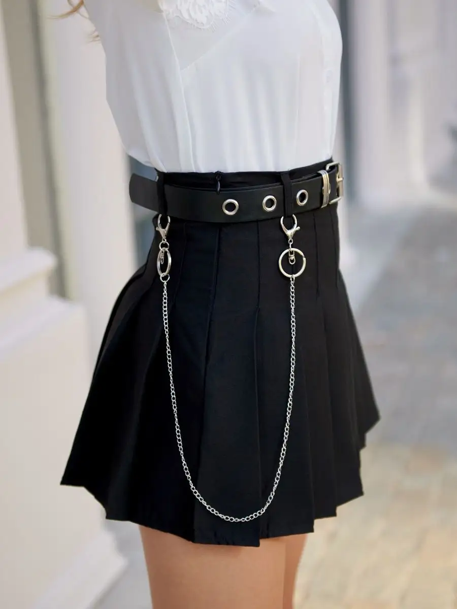 Черная юбка теннисная школьная в складку