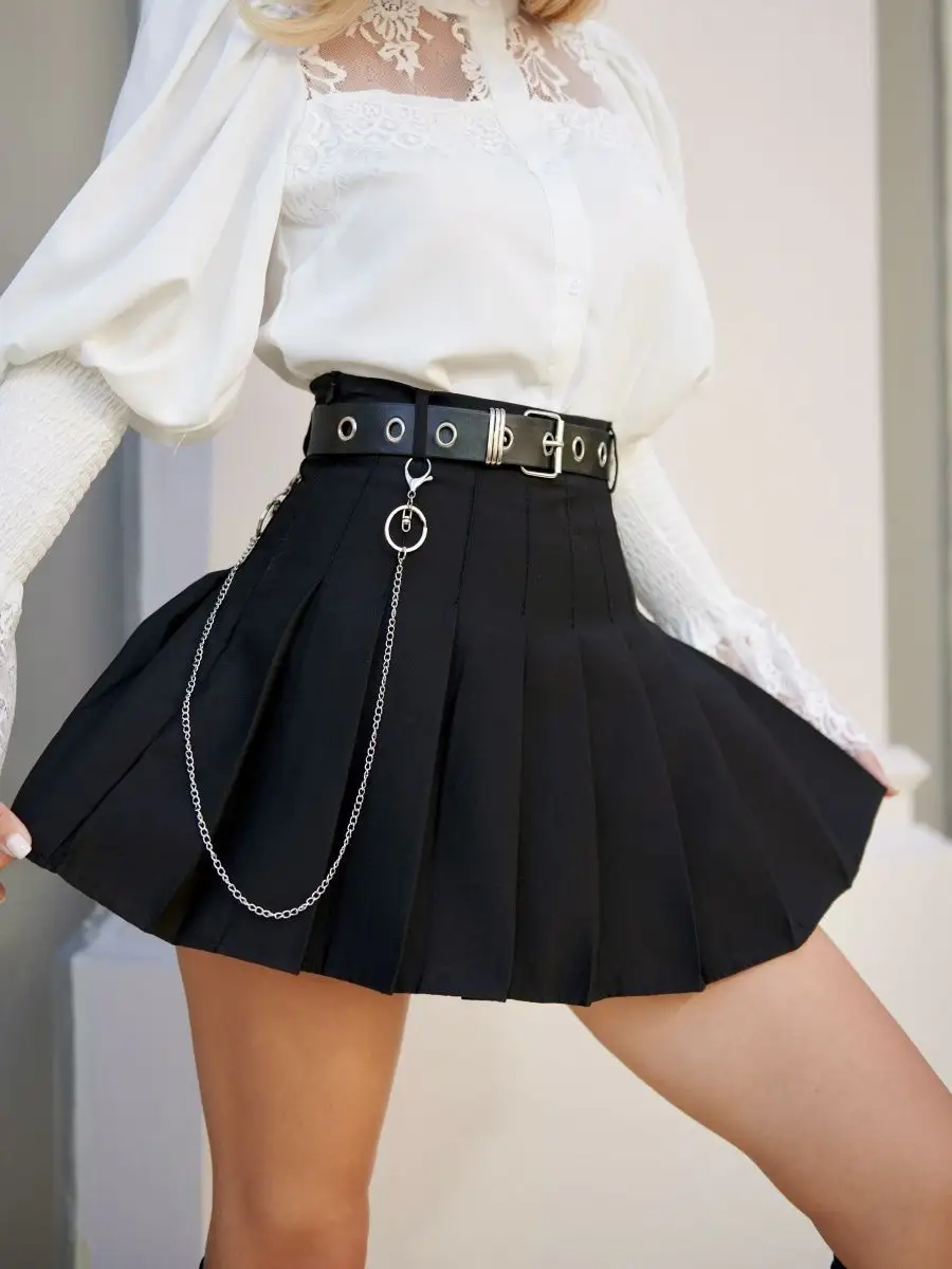 Черная юбка теннисная школьная в складку