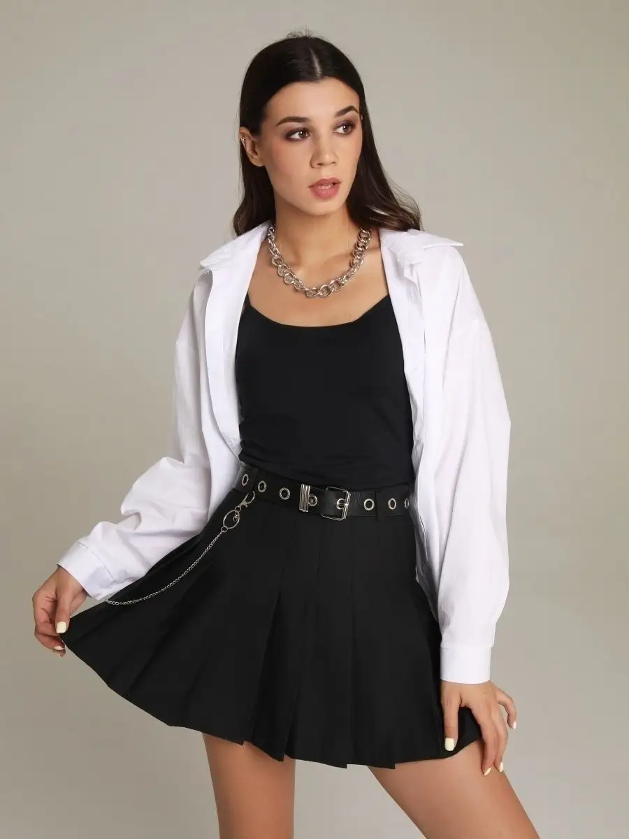 Черная юбка теннисная школьная в складку