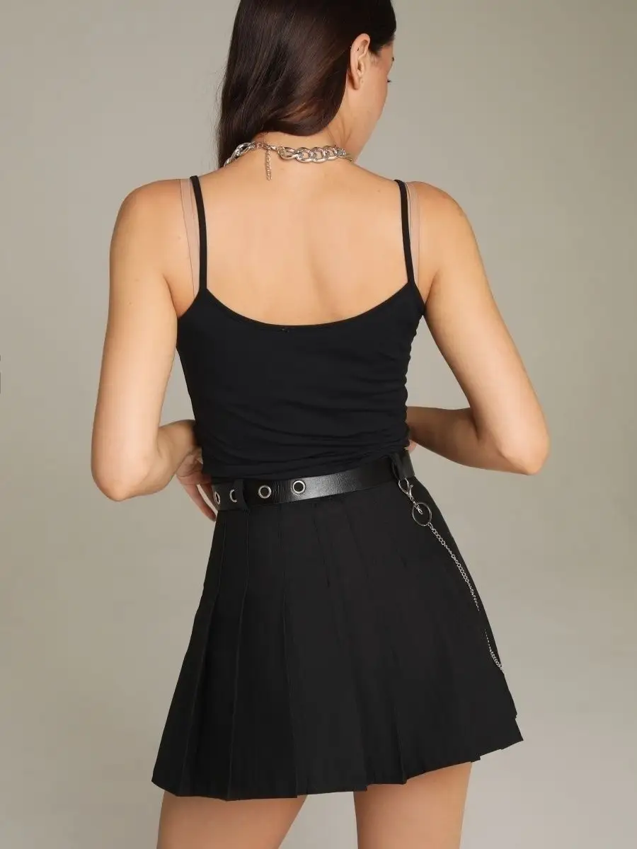 Черная юбка теннисная школьная в складку