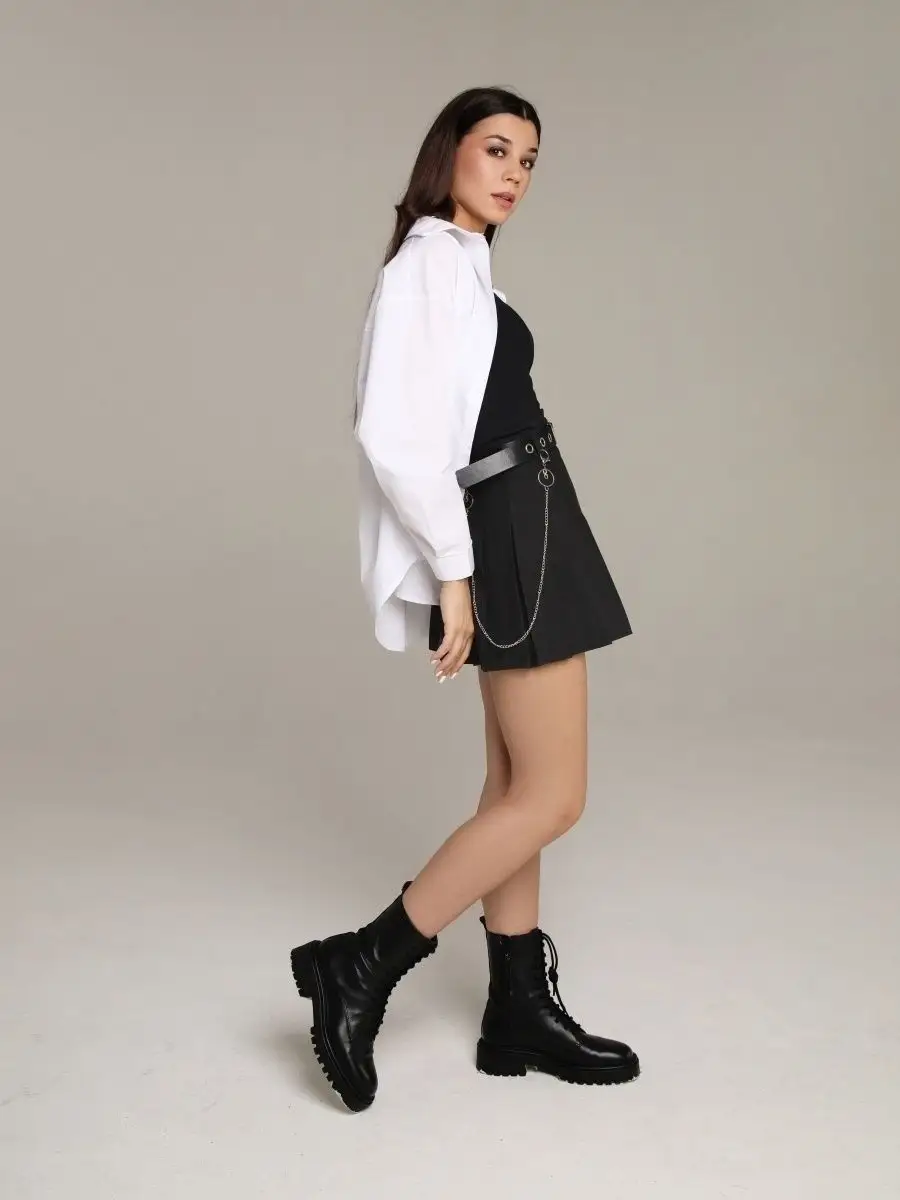 Черная юбка теннисная школьная в складку